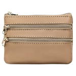 Skórzane etui na klucze Beżowa kluczówka saszetka z kieszonkami.