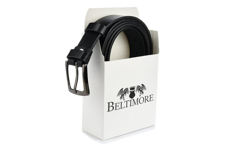Beltimore skórzany licowy wąski pasek męski czarny
