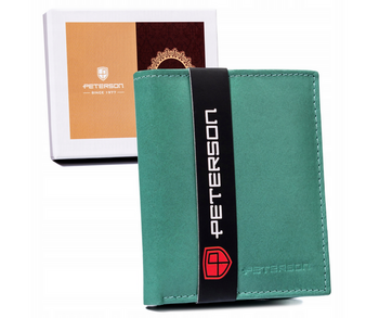 Zgrabny Mały portfel damski ze skóry naturalnej — miętowy / błękitny