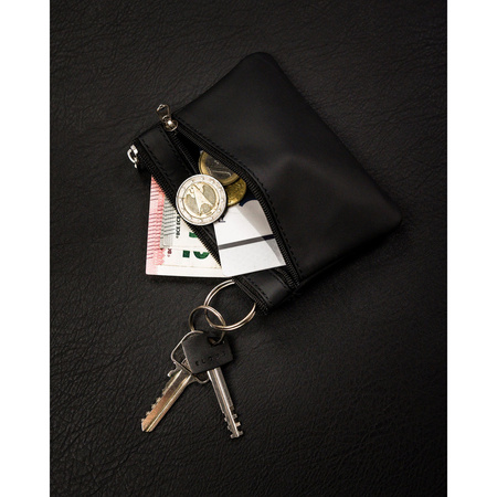Skórzane etui na klucze kluczówka saszetka Czarna skóra naturalna