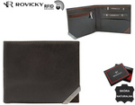 Brązowy skórzany portfel męski Rovicky poziomy