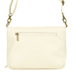 Ecru Torebka Listonoszka ze skóry z klapą na suwak. Kremowa