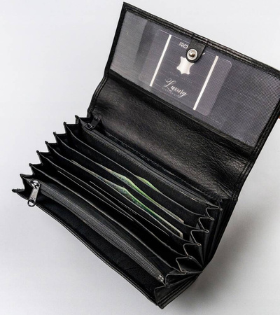 Podłużny, skórzany portfel kelnerski z mnóstwem miejsca na gotówkę — Cavaldi