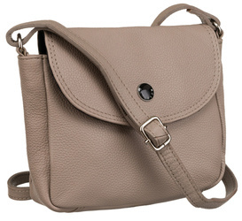 Beżowa torebka damska skórzana - mała listonoszka z klapką