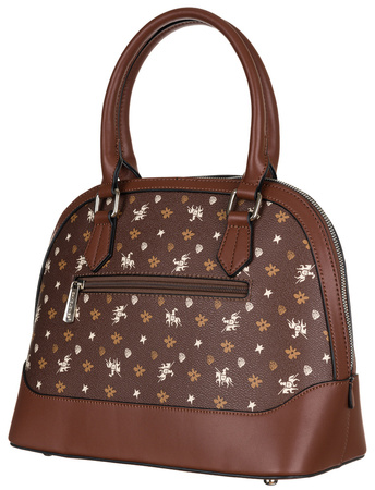 Zgrabny kuferek damski ze skóry ekologicznej we wzorki — David Jones