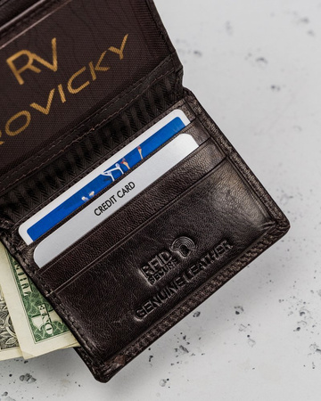 Mały porządny skórzany portfel męski Rovicky® RFID