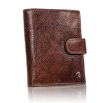 Klasyczny, zapinany portfel męski pionowy z naturalnej skóry z technologią RFID - Rovicky