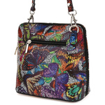 Mała kolorowa torebka damska listonoszka skórzana w motyle