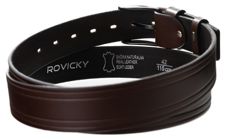 Brązowy pasek męski skóra naturalna klamra Rovicky