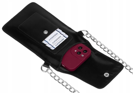 Malutka torebka damska na telefon Czarna mini listonoszka Skóra