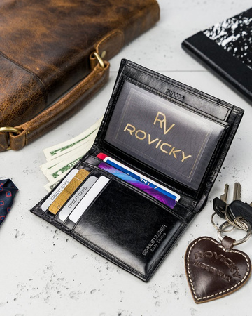 Piękny duży portfel męski Rovicky skóra licowa