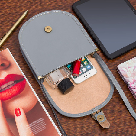 Jasno szara Beltimore Damska Skórzana Mała Torebka Listonoszka podkówka K68