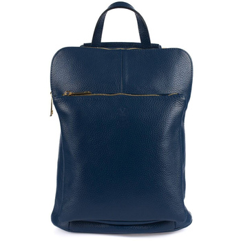 Granatowy skórzany plecak damski torba 2w1. Format A4.
