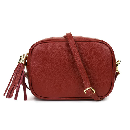 Mała czerwona włoska skórzana listonoszka fredzle