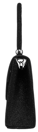Mała torebka kuferek - czarna, wieczorowa z łańcuszkiem i rączką