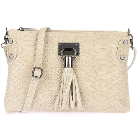 Mała beżowa torebka listonoszka ecru wizytowa