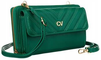 Zielona torebka na telefon - mini listonoszka z portfelem