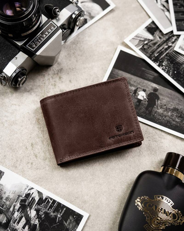 Zestaw prezentowy męski: skórzany, brązowy portfel i skórzany brelok