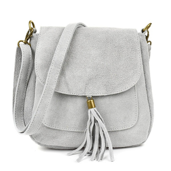 Piękna jasnoszara skórzana listonoszka Vera Pelle