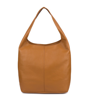 Duża CAMELOWA Torebka Skórzana Worek