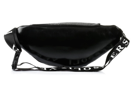 Czarno-srebrna saszetka nerka torba na pasku błyszcząca Versoli  C21