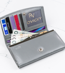 Lekki SZARY portfel damski ze skóry koziej RFID