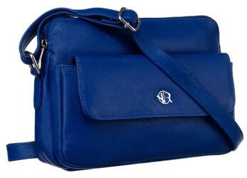 Mała torebka damska listonoszka skórzana Ciemnoniebieska.