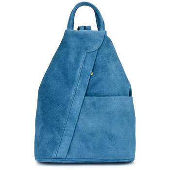 Zamszowy niebieski miejski plecak damski Vera Pelle