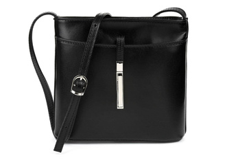 Mała torebka skórzana listonoszka wizytowa CZARNA