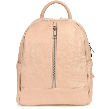 Pudroworóżowy miejski włoski plecak skórzany A4