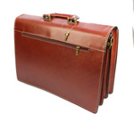 Duża skórzana teczka męska aktówka 3komory. Włoska skóra licowa