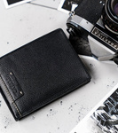 Duży, skórzany portfel męski poziomy bez zapięcia, ochrona RFID - Cavaldi