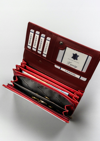 Elegancki, klasyczny czerwony portfel damski