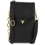 Czarna torebka na telefon - mini listonoszka z ekoskóry