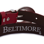 Skórzany pasek damski CZERWONY. Srebrna klamra. 100 cm.