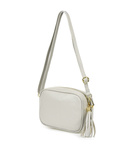 Mała szara włoska skórzana listonoszka z frędzlem