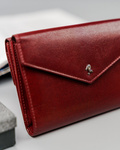 Duży skórzany portfel damski Rovicky czerwony