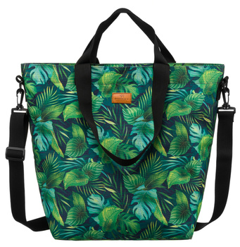 Zielona Duża Torebka Damska w Kwiaty. Kolorowa Torba na lato.