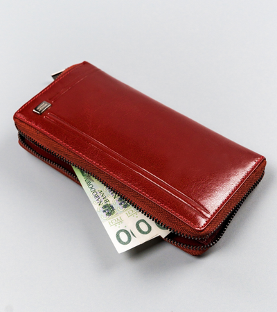 Portfel damski w kształcie piórnika z bawolej skóry naturalnej, RFID - Rovicky