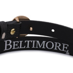 Wąski pasek damski skórzany ze złotą klamrą okrągłą CZARNY