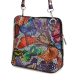 Mała kolorowa torebka damska listonoszka skórzana w motyle