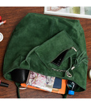 	Duża torebka damska A4 na ramię. Zielona skóra zamszowa shopperka