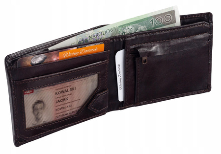 Mały skórzany portfel męski skóra BRĄZOWY