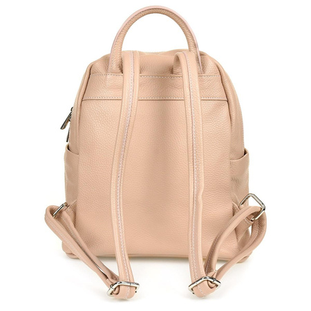 Pudroworóżowy miejski włoski plecak skórzany A4