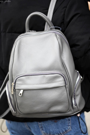 Ciemno- zielony Włoski Plecak Skórzany damski Skóra Naturalna U21