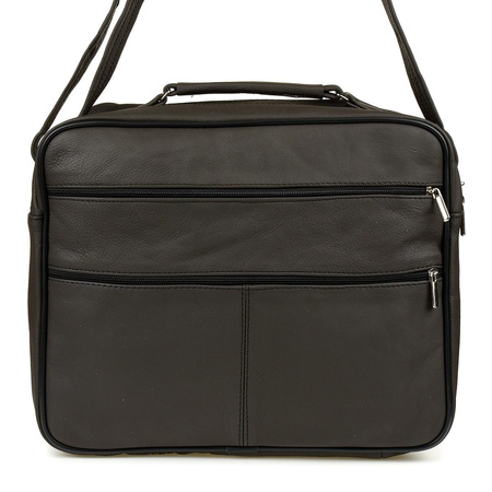 Duża skórzana torba męska do pracy szkoły brązowa