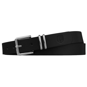 Czarny pasek damski srebrna klamra. Elegancki, gładki