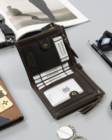 Pojemny portfel męski w stylu retro Rovicky brąz