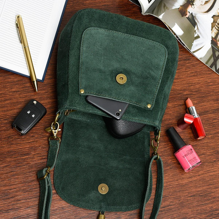 Piękna zielona skórzana listonoszka Vera Pelle