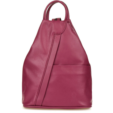 Śliwkowy włoski plecak skórzany damski Vera Pelle